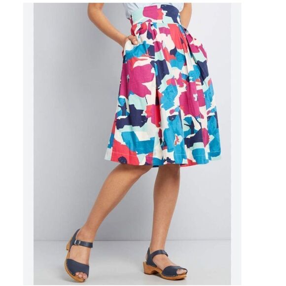 ModCloth X EmilyandFin Colorful Abstract Print Midi Skirt - Picture 1 of 13